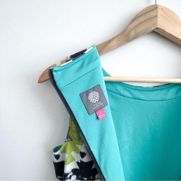 Vince Camuto Dress Fit and Flare Multi Colour Aztec Print Womens 6 Lined Pockets - Picture 5 of 11